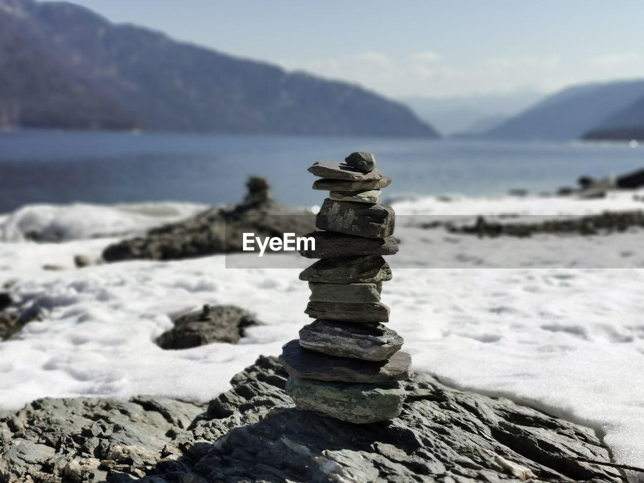 Stack of pebbles on beach