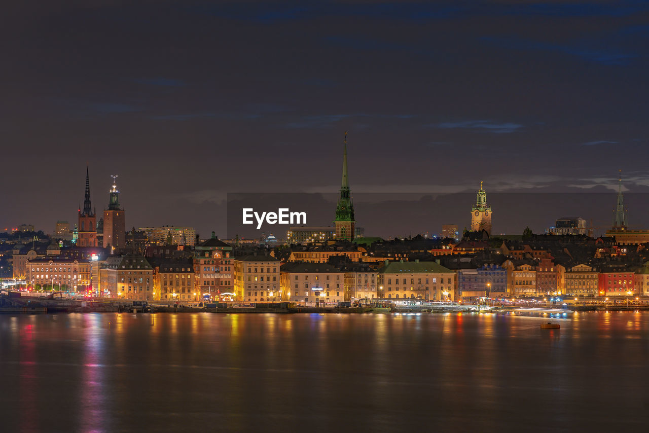 Illuminated city at night