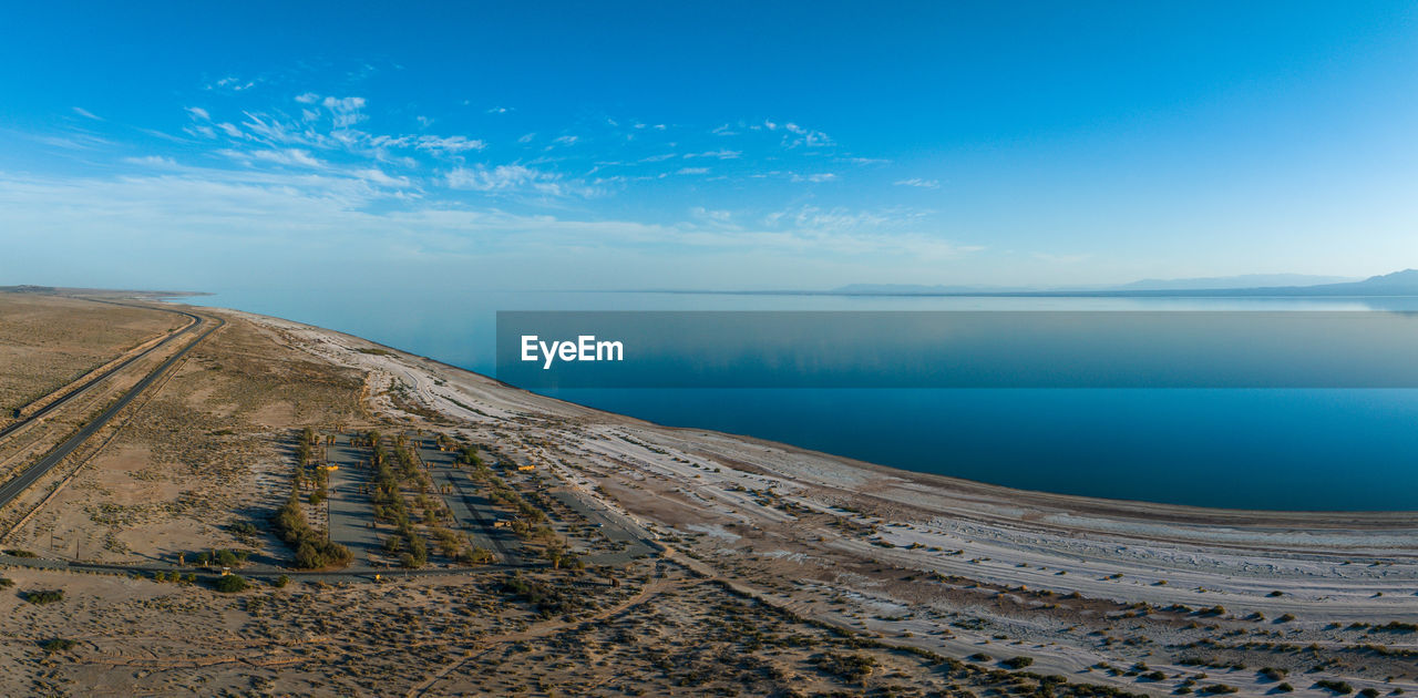 scenic view of sea against blue sky