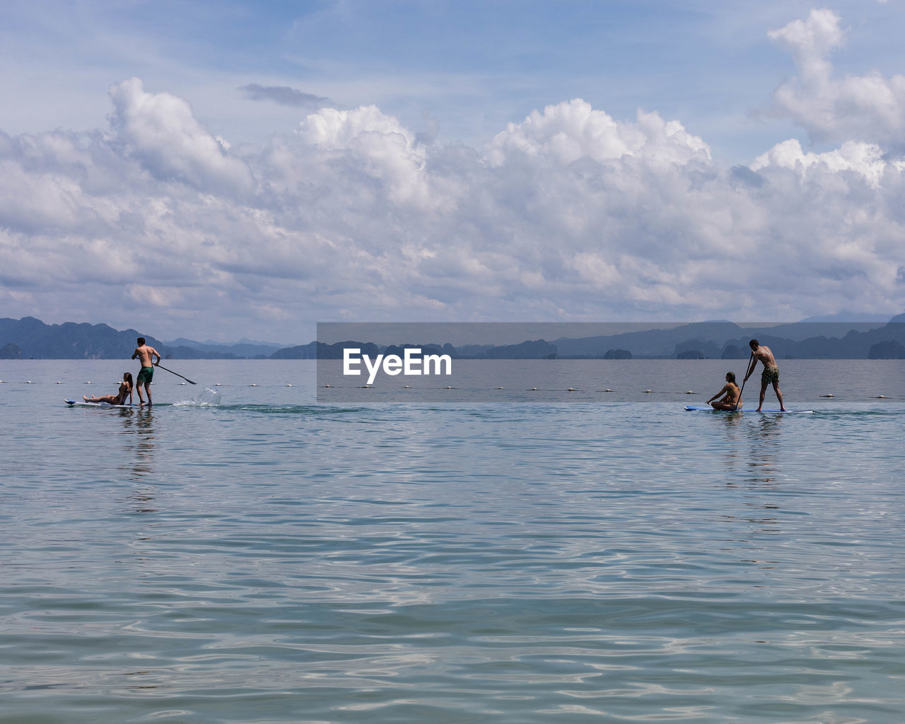 rear view of people in sea