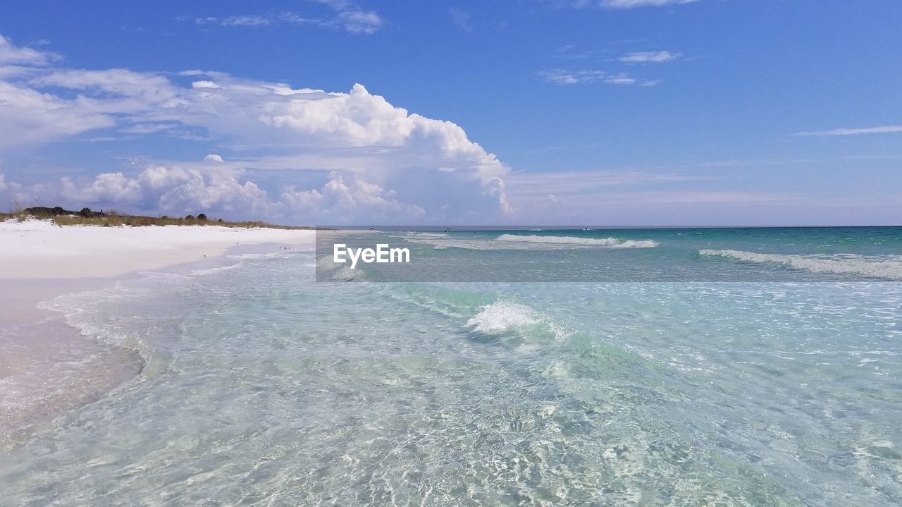 Scenic view of beach against sky