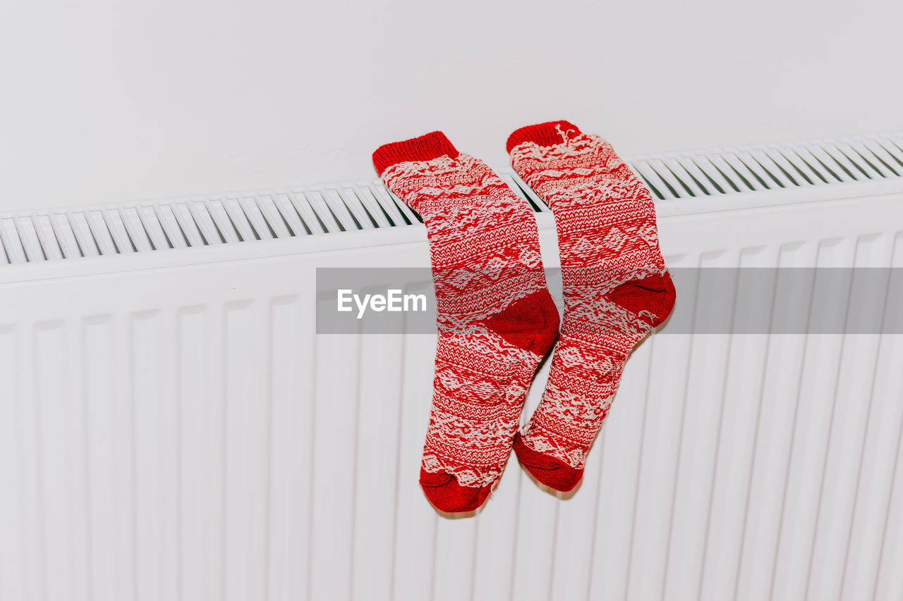 Red christmas sock. christmas concept.