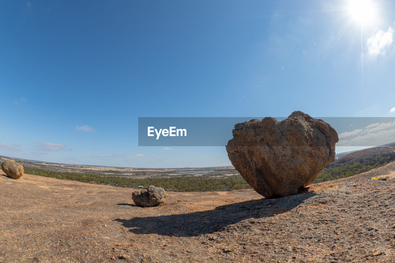 PANORAMIC VIEW OF ROCKS ON LAND AGAINST SKY