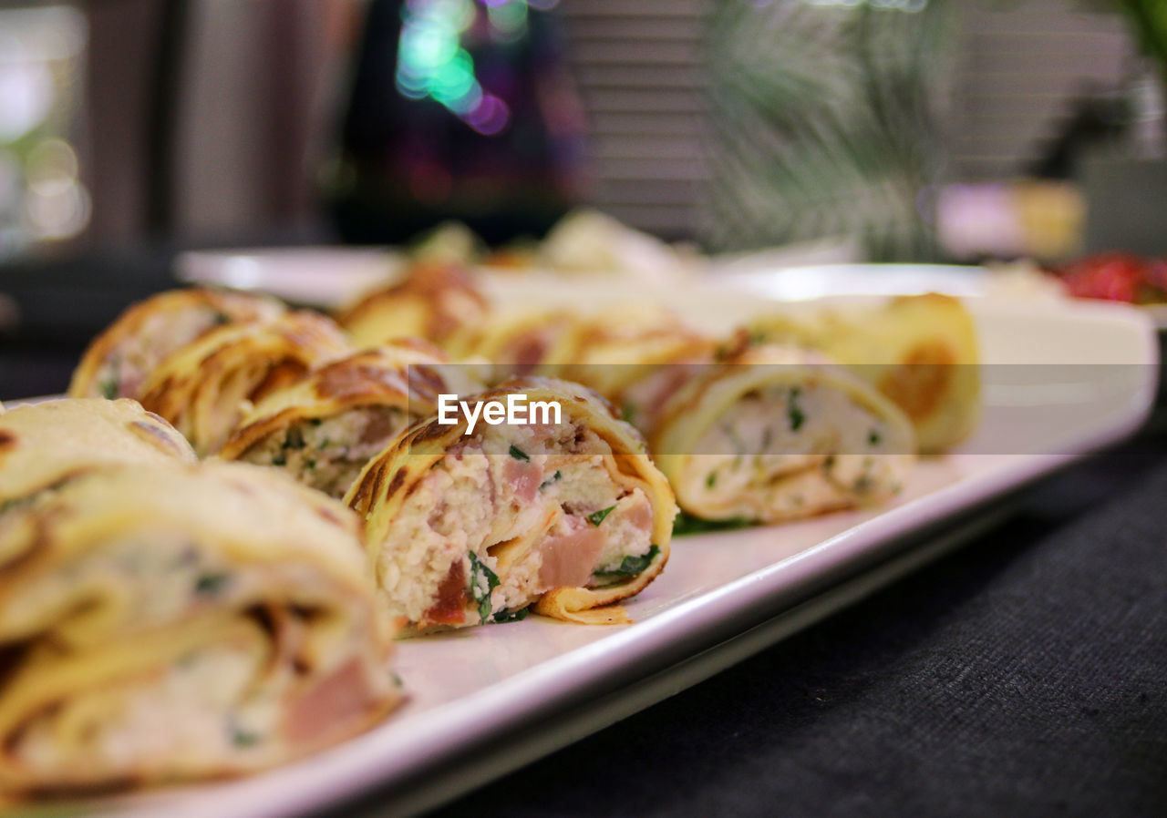 Close-up of food in plate on table