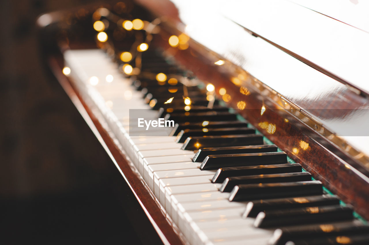 close-up of piano at home