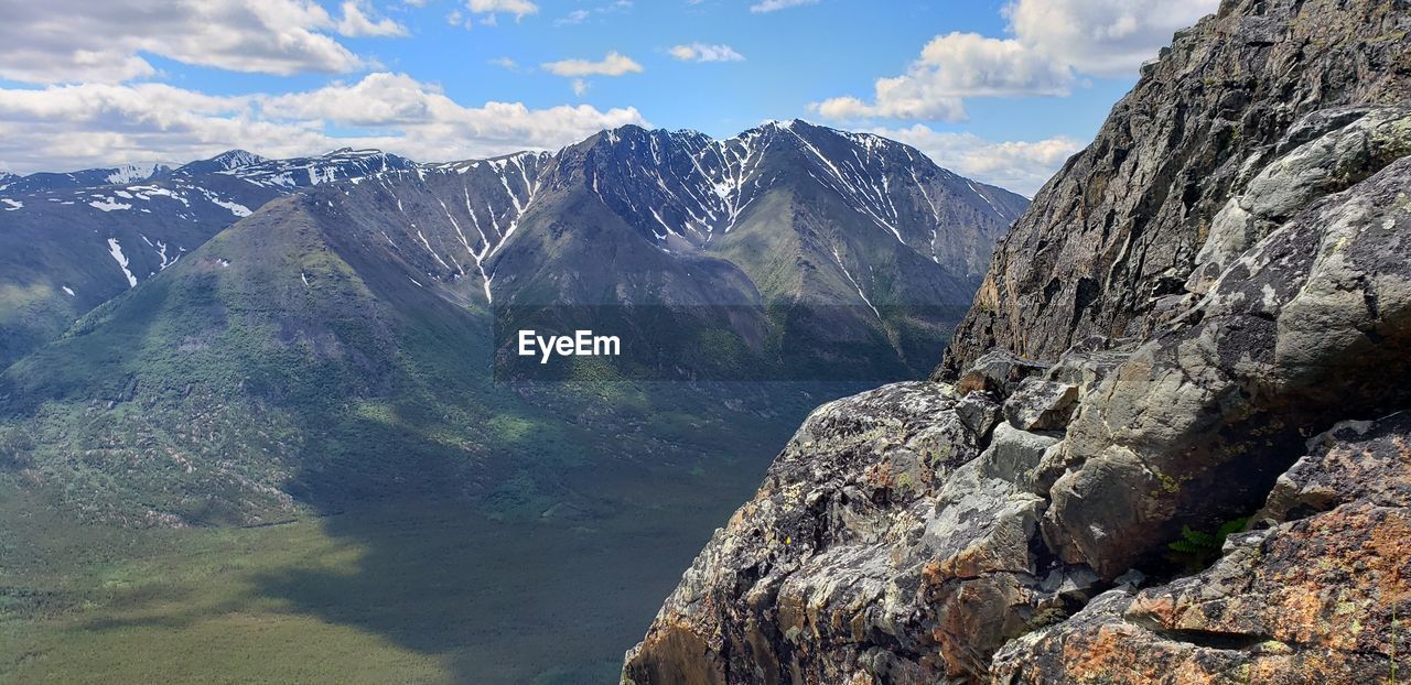 Panoramic view of rocky mountains against sky