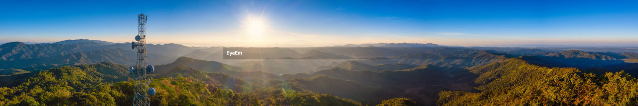 Panoramic view of mountains against sky during sunset