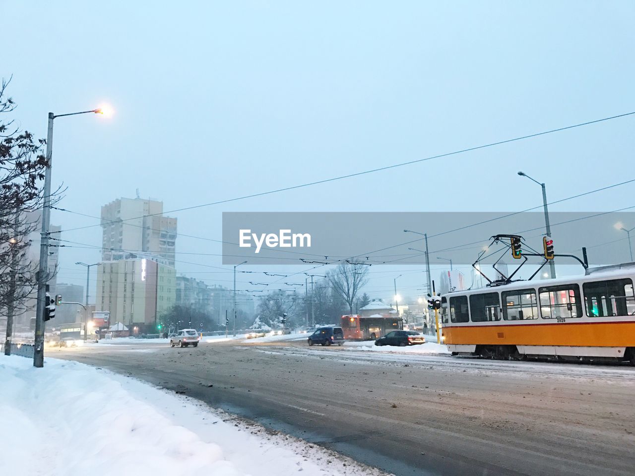 CARS ON STREET IN WINTER