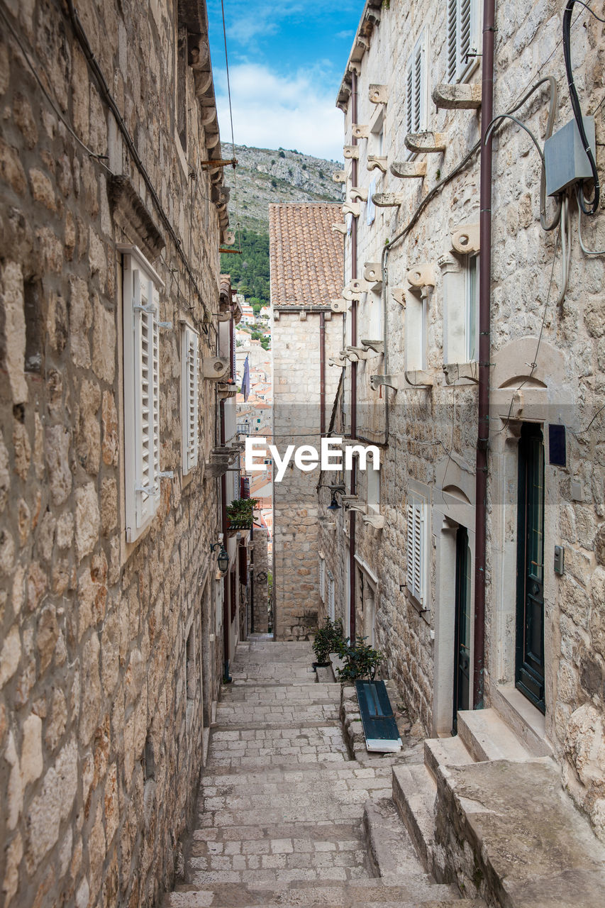 The beautiful steep alleys at the walled old town of dubrovnik