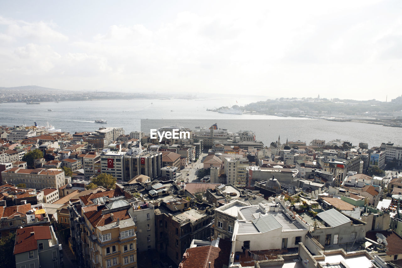Aerial view of residential district and bosphorus