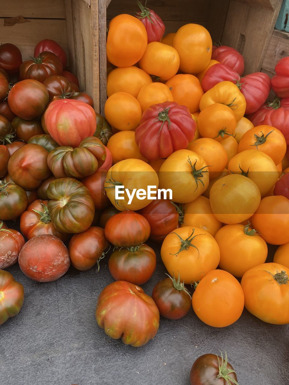 High angle view of tomatoes on table