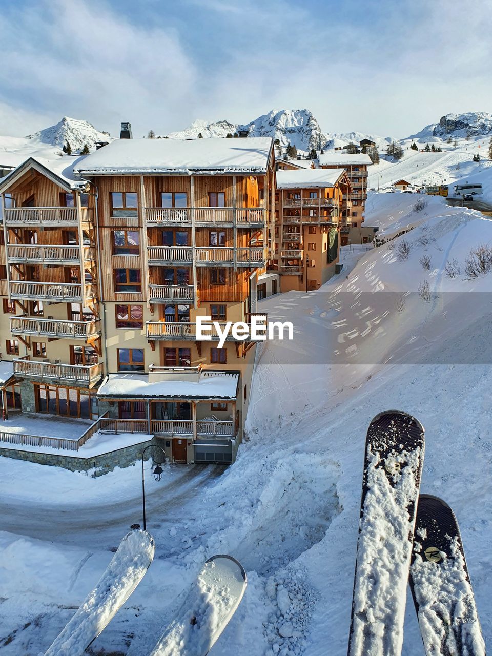 Scenic view of snow covered landscape against sky