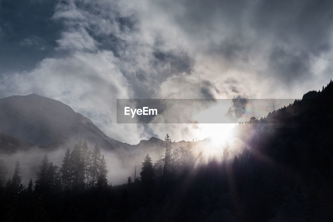 Low angle view of mountains against sky