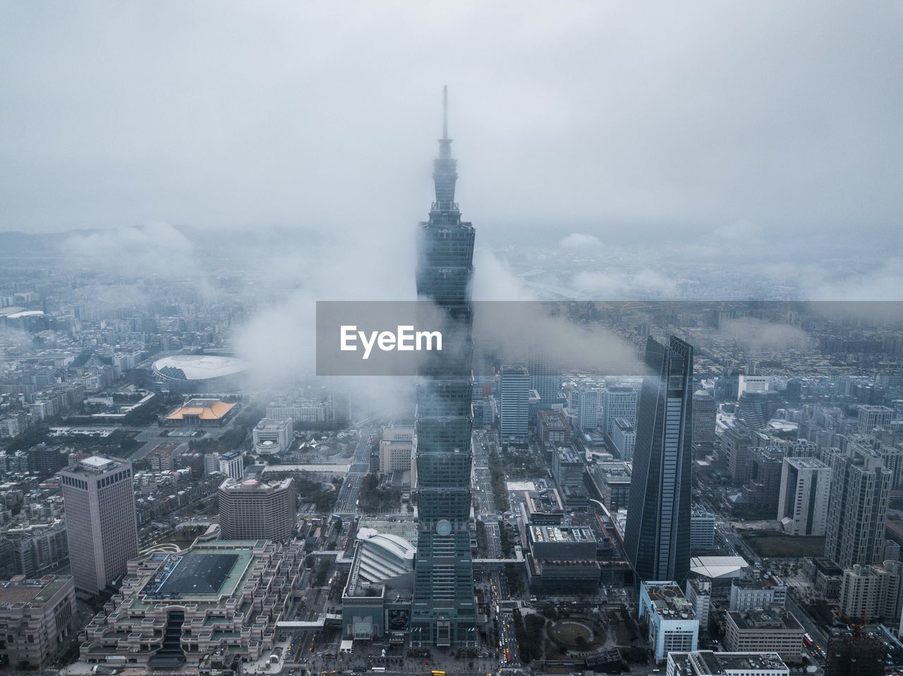 Aerial view of buildings in city