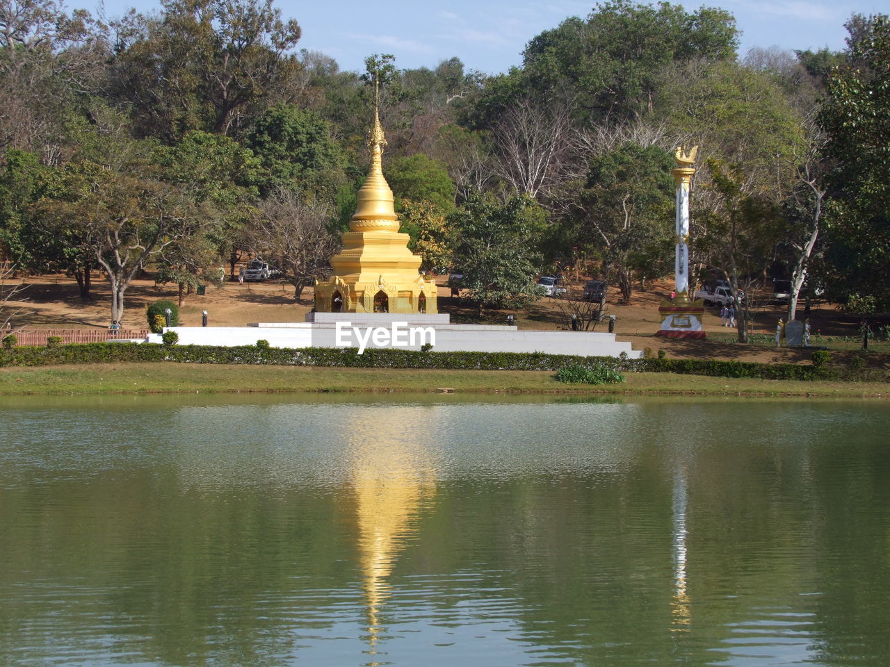 TEMPLE AGAINST TREES AND SKY