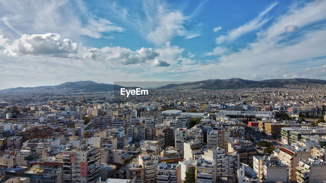 High angle view of buildings in city