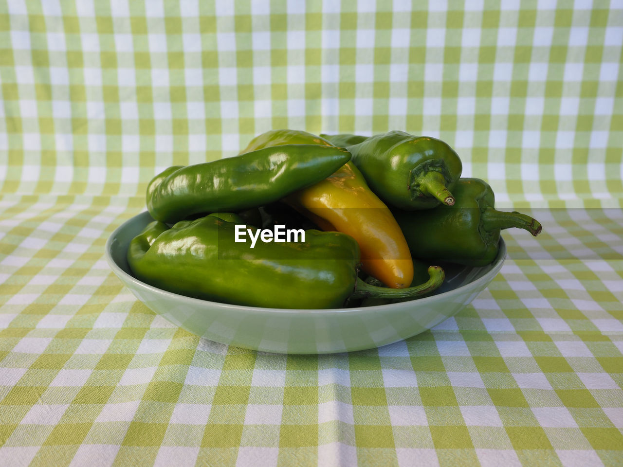 close-up of bell peppers on cutting board