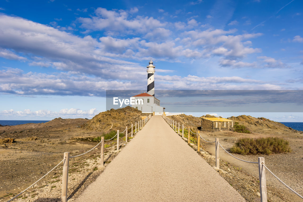 Spain, balearic islands, menorca, footpath leading to far de favaritx lighthouse