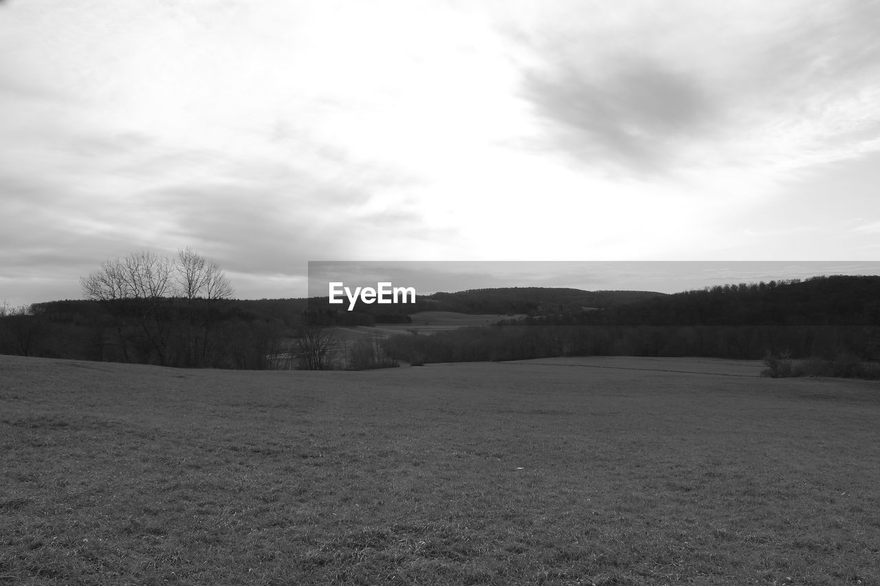 SCENIC VIEW OF FIELD AGAINST CLOUDY SKY