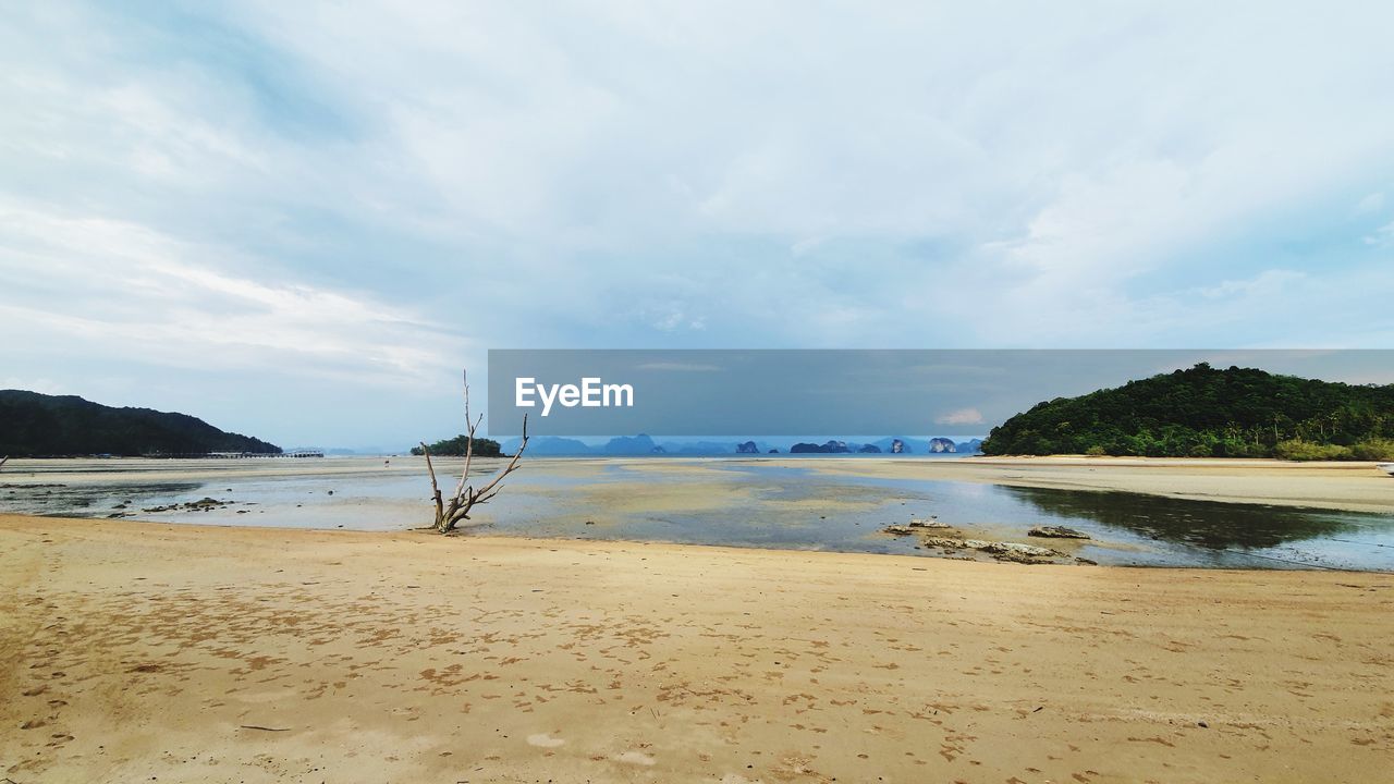 Scenic view of beach against sky