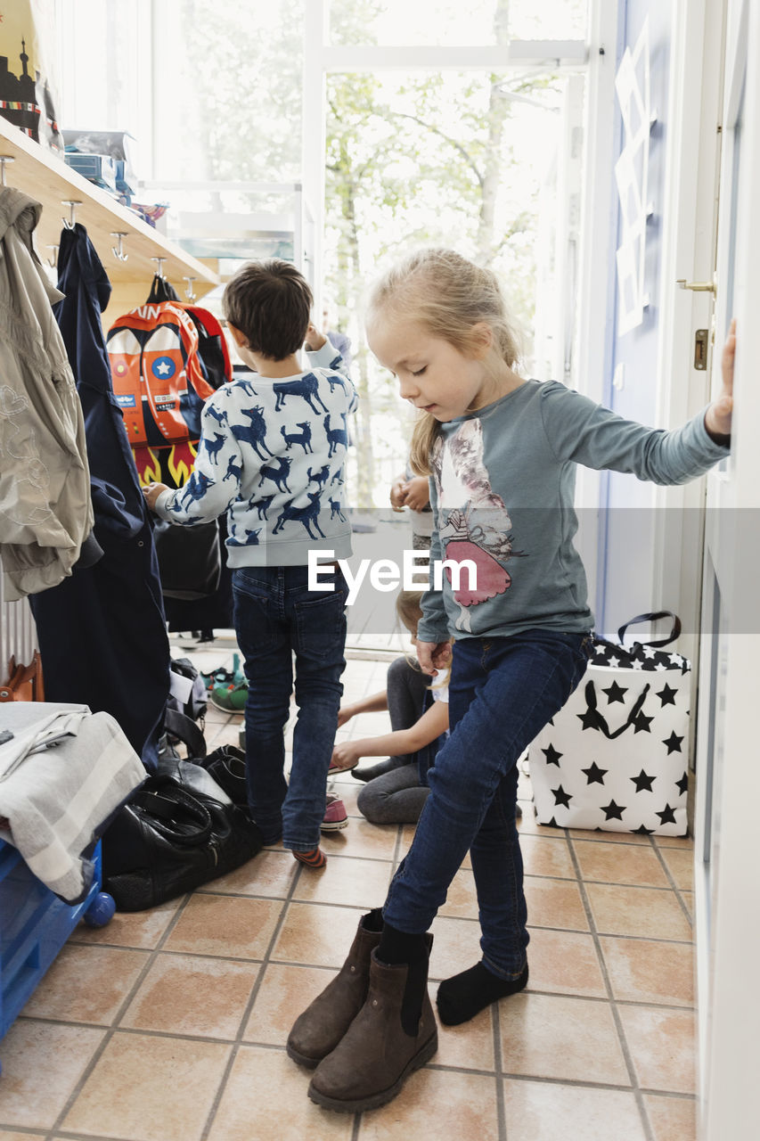 Children preparing to leave day care center