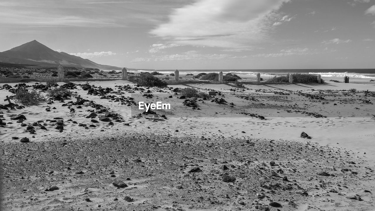 SCENIC VIEW OF SAND DUNES AGAINST SKY