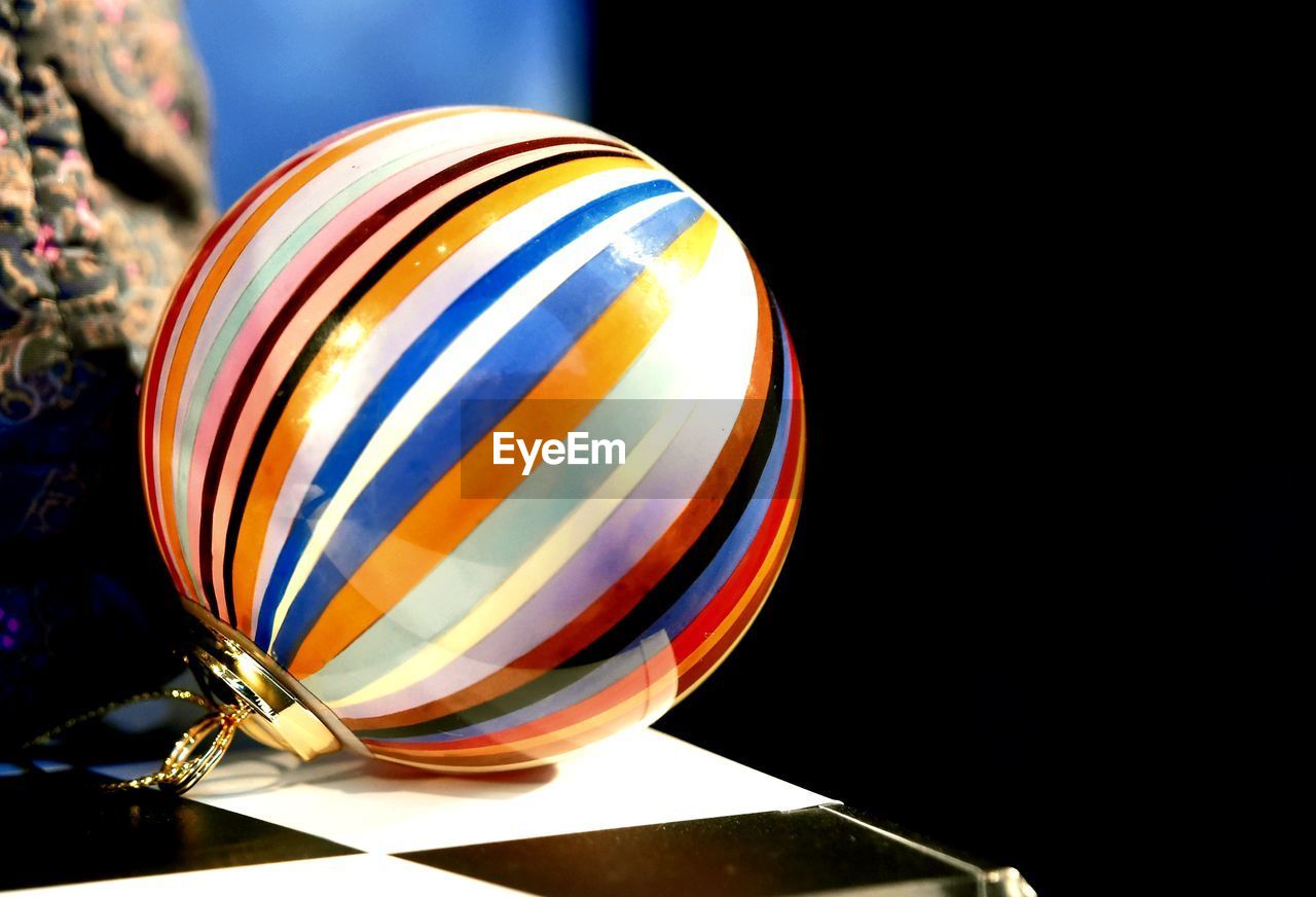 sphere, multi colored, celebration, no people, close-up, reflection, shiny, indoors