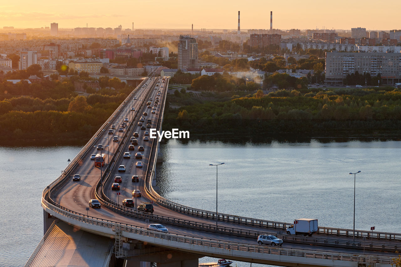 High angle view of bridge over river