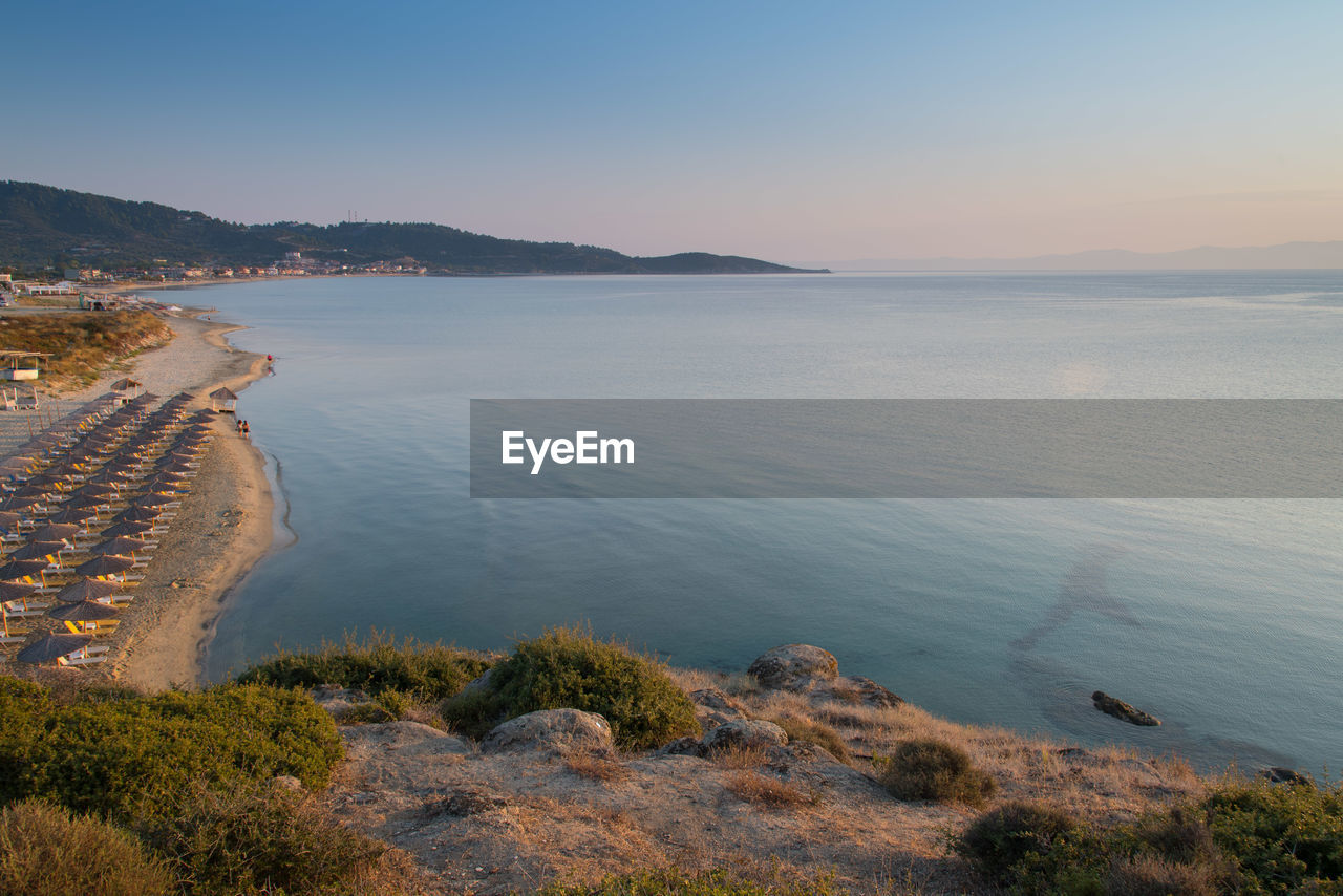 SCENIC VIEW OF SEA AGAINST CLEAR SKY