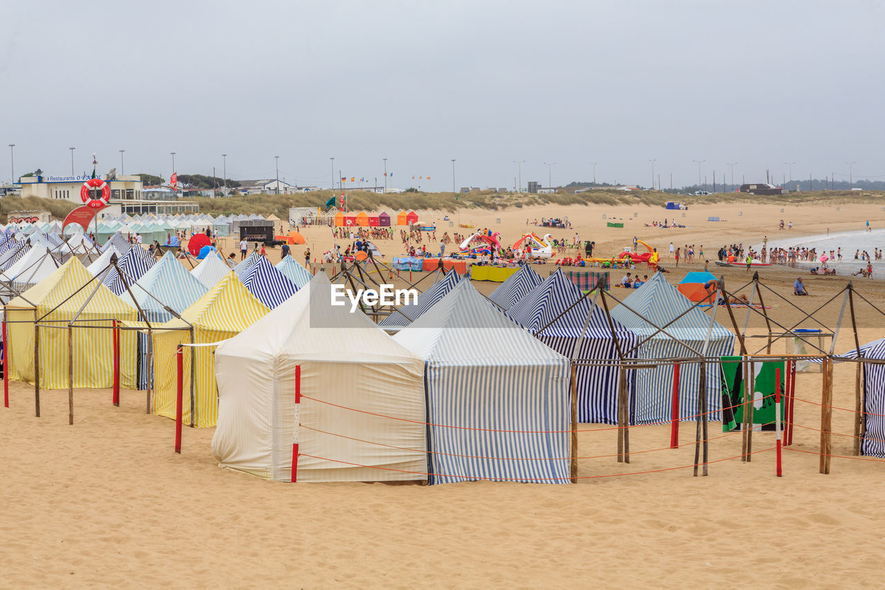 Scenic view of beach against clear sky