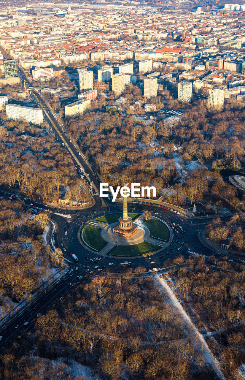 High angle view of cityscape, victory column- berlin 