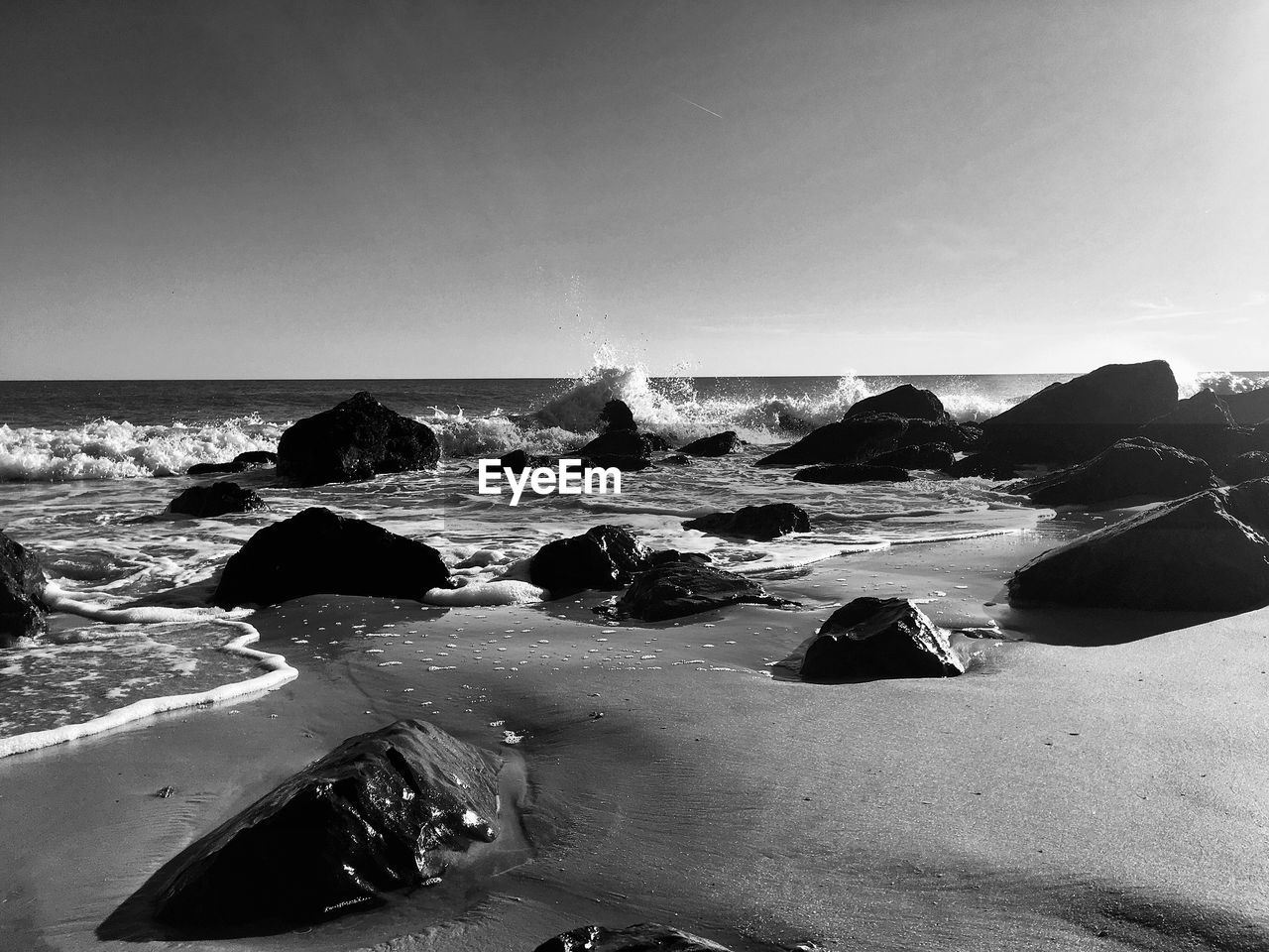 Scenic view of sea against clear sky