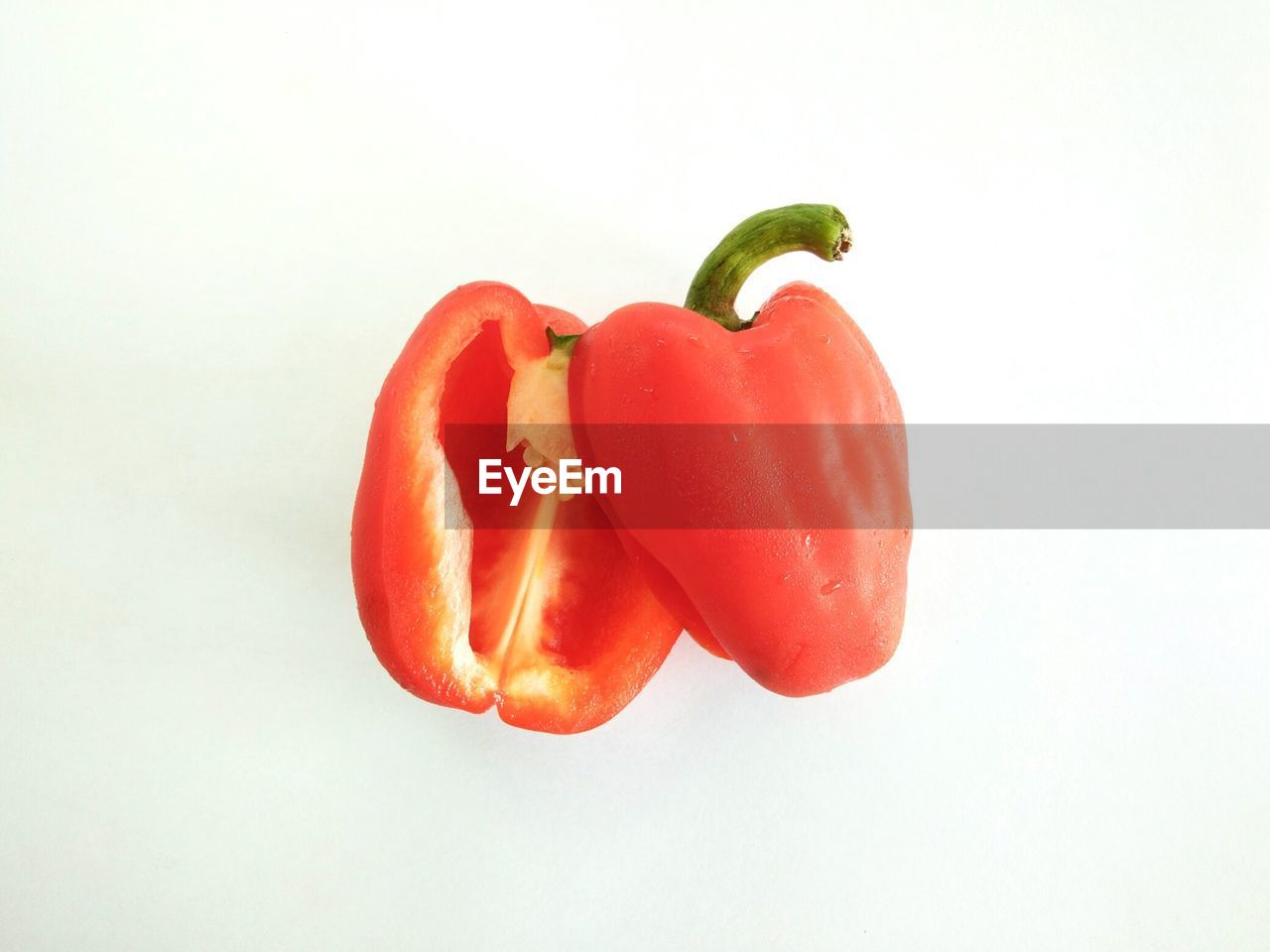 Close-up of bell peppers against white background