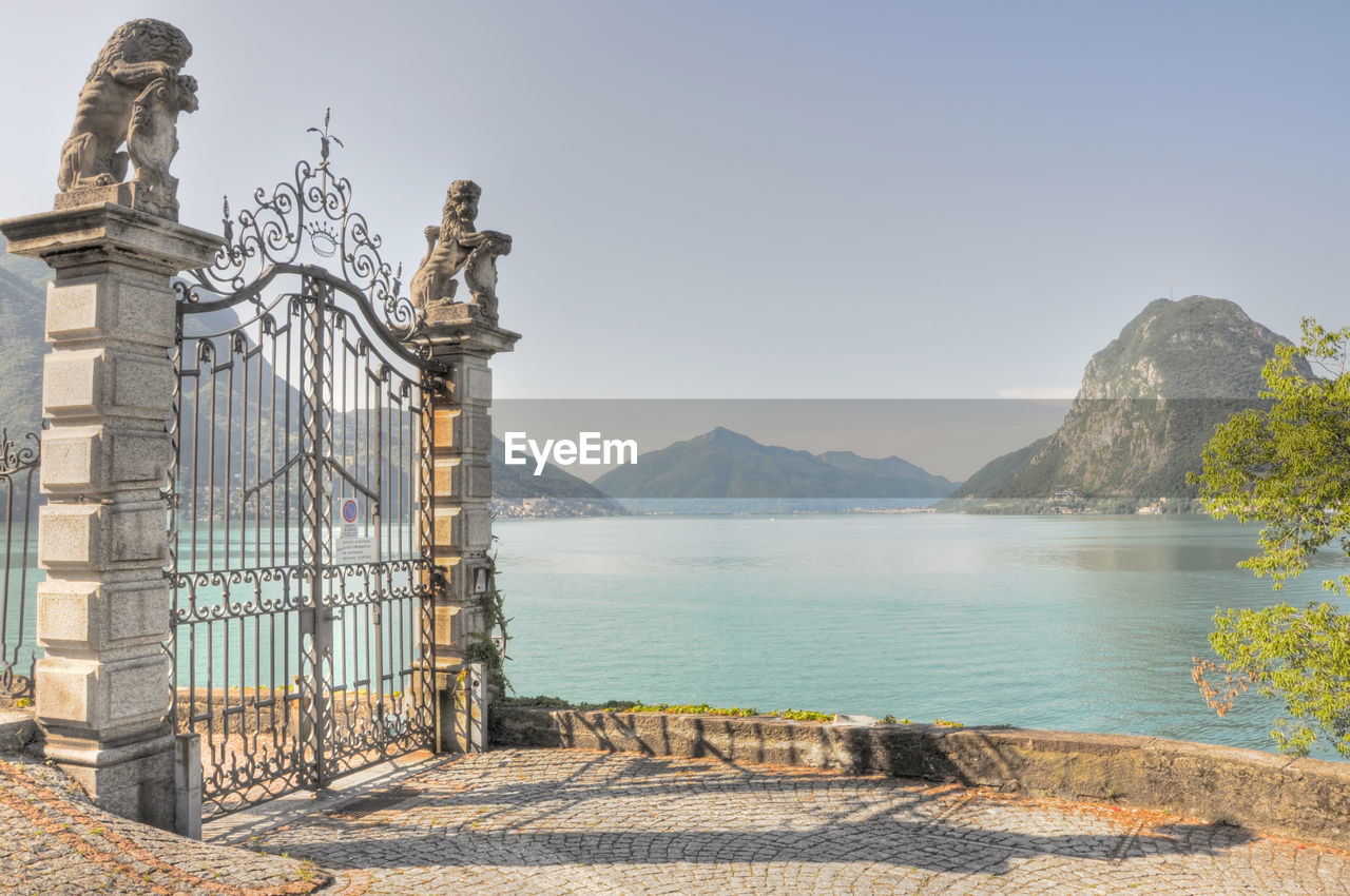 Scenic view of mountains against clear sky