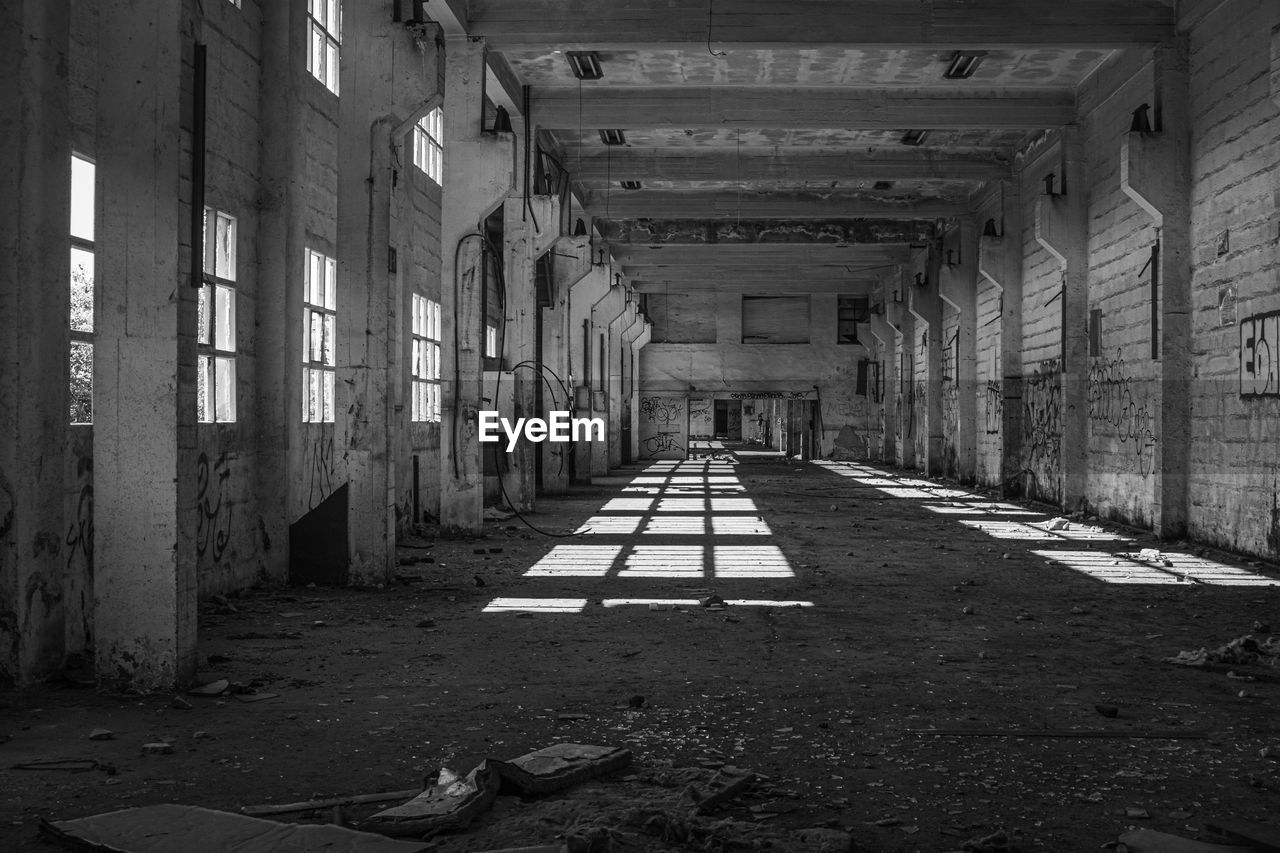 Empty corridor in abandoned building