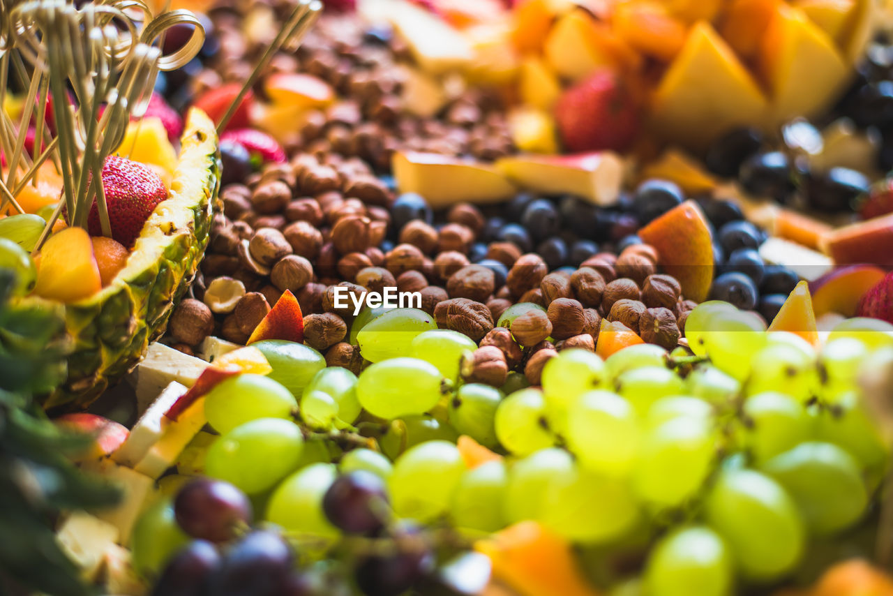 Close-up of fruits arranged in plate