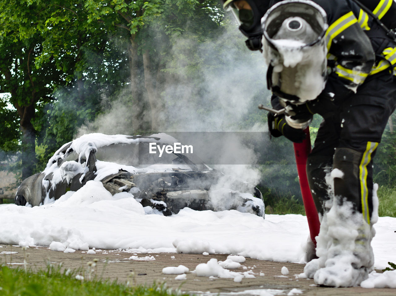 Firefighter and the car