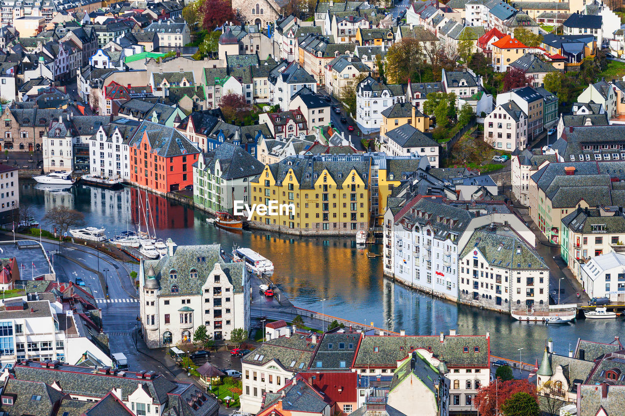 Beautiful old city view in alesund, norway