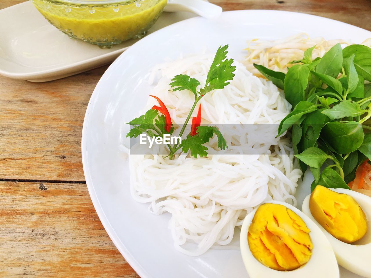 Close up of food in plate on table