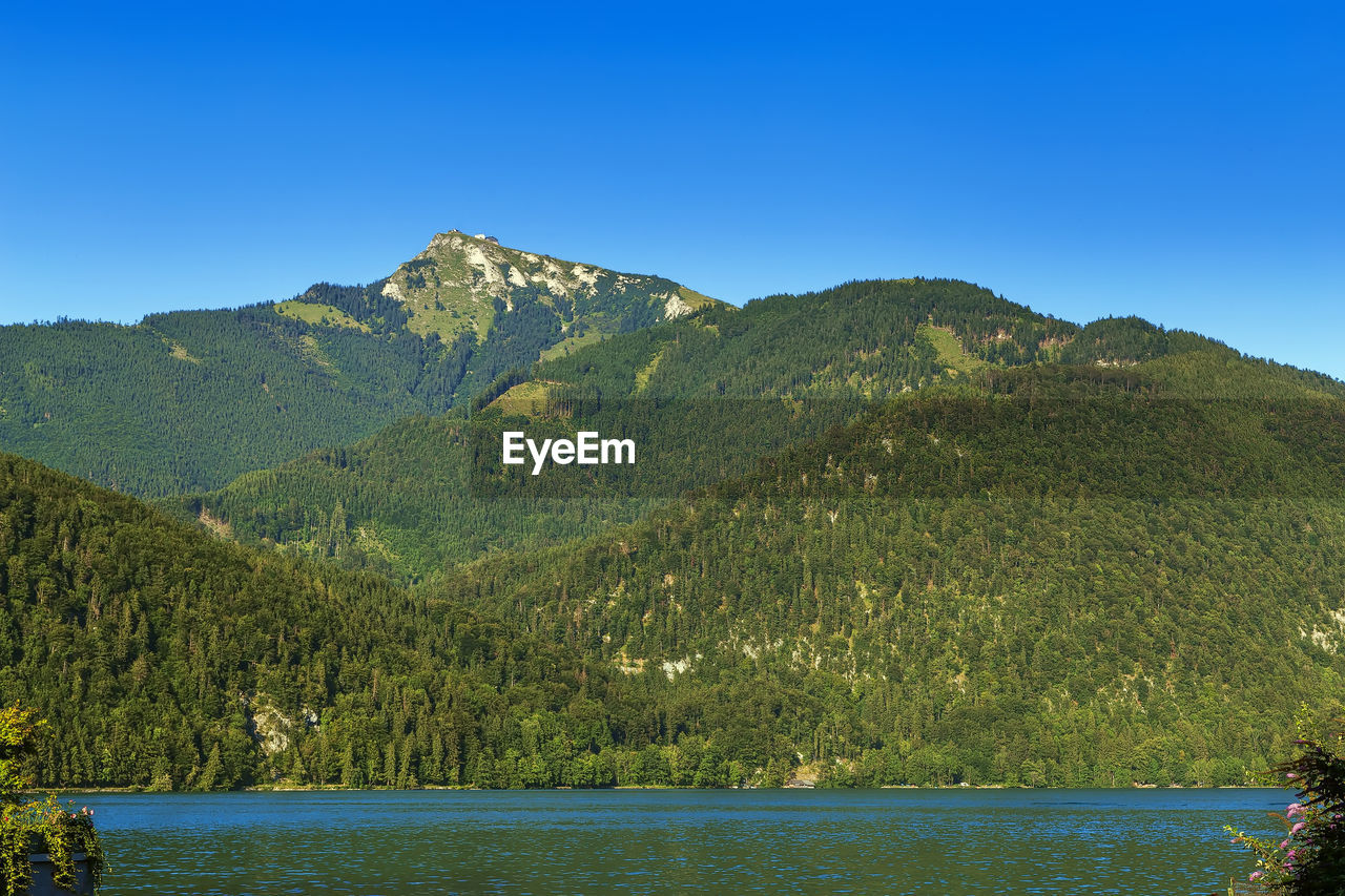 View of wolfgangsee lake and mountains from st. gilgen, austria