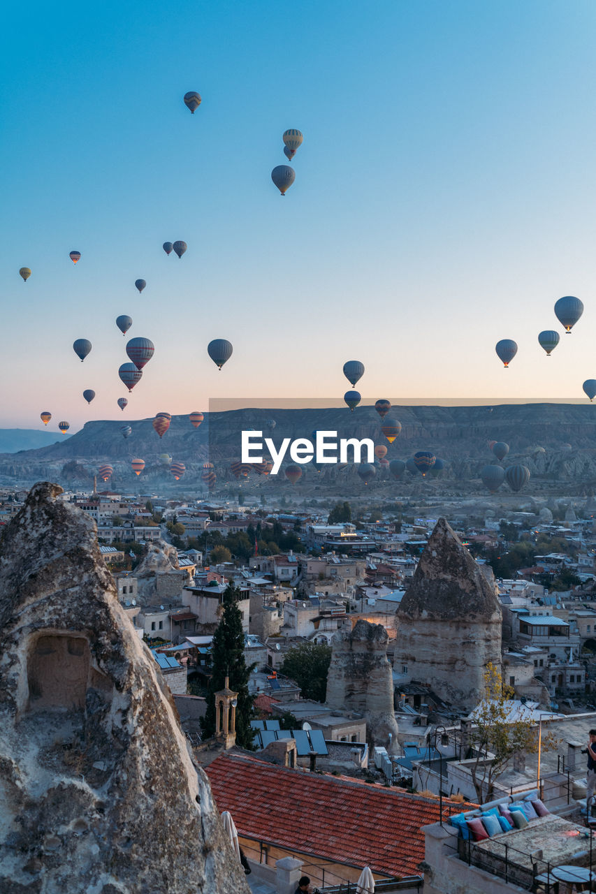 Dozens of hot air balloons are launching early morning in cappadocia