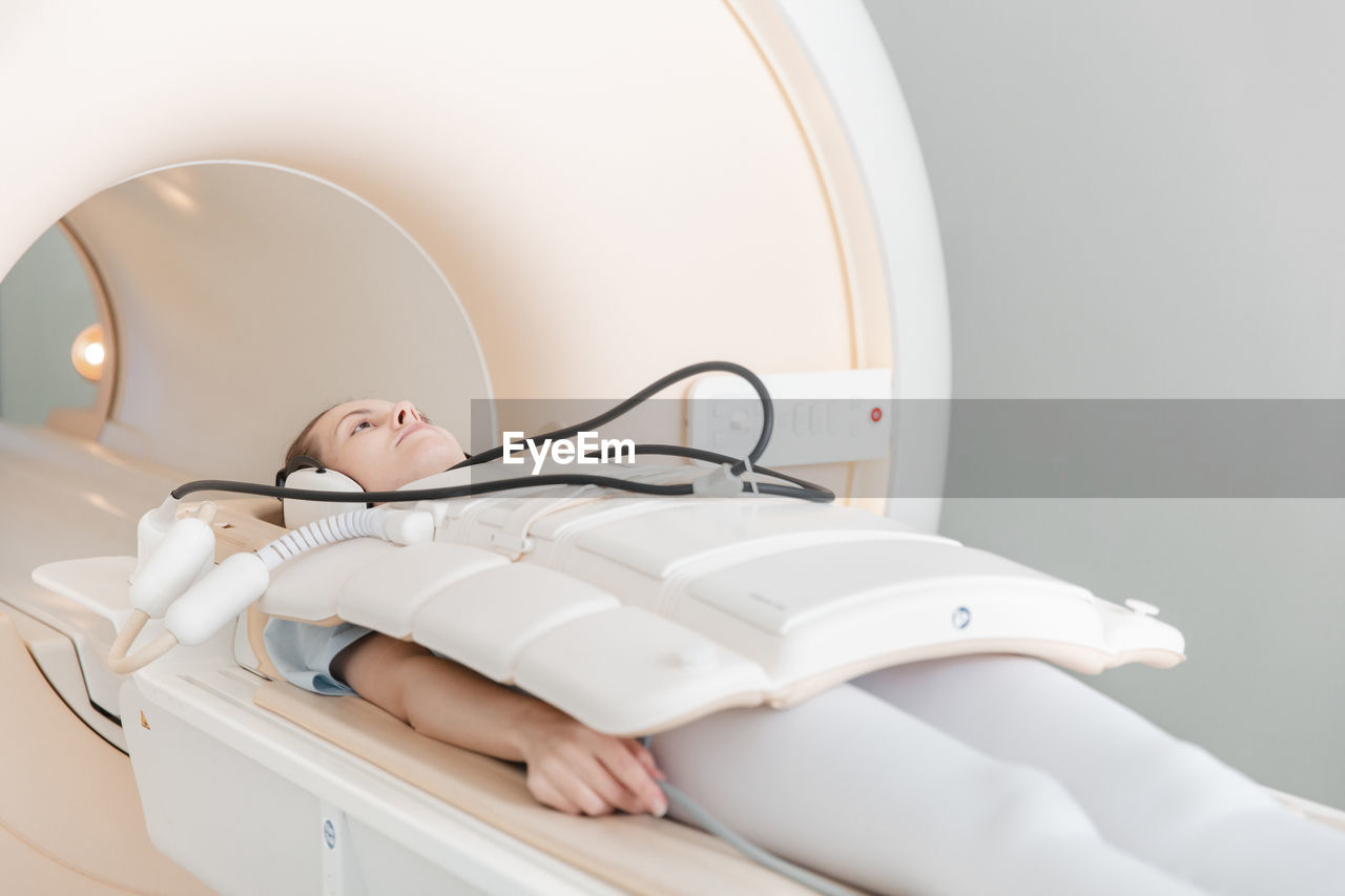 Medical ct or mri scan with a patient in the modern hospital laboratory. radiography department