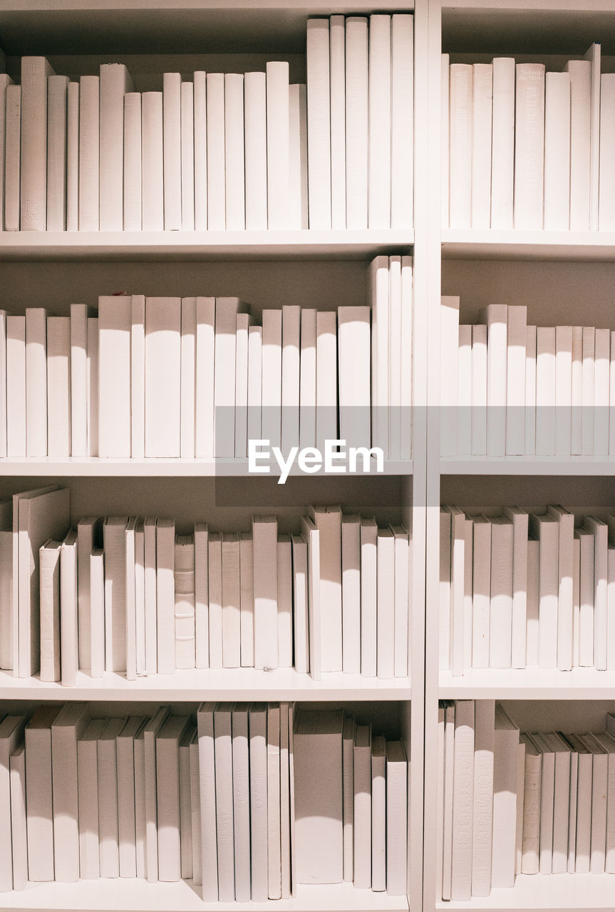 Close-up of books on shelf