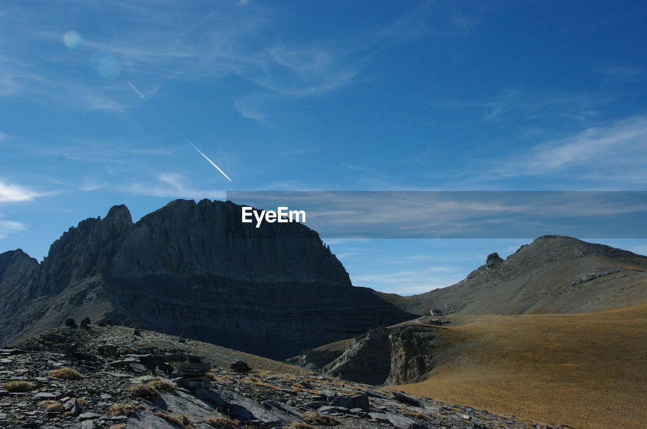 Scenic view of mountains against sky