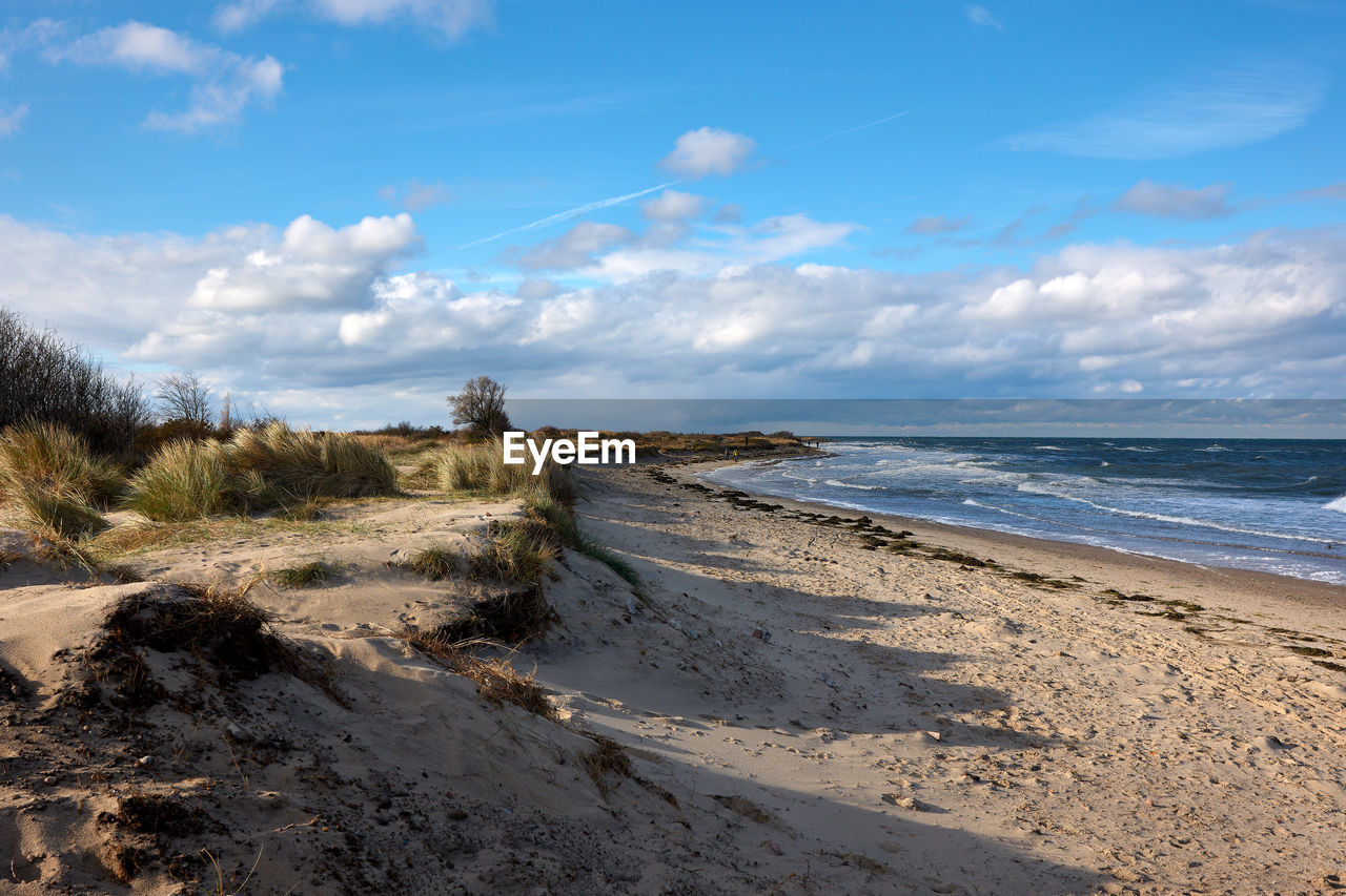 Scenic view of beach against sky