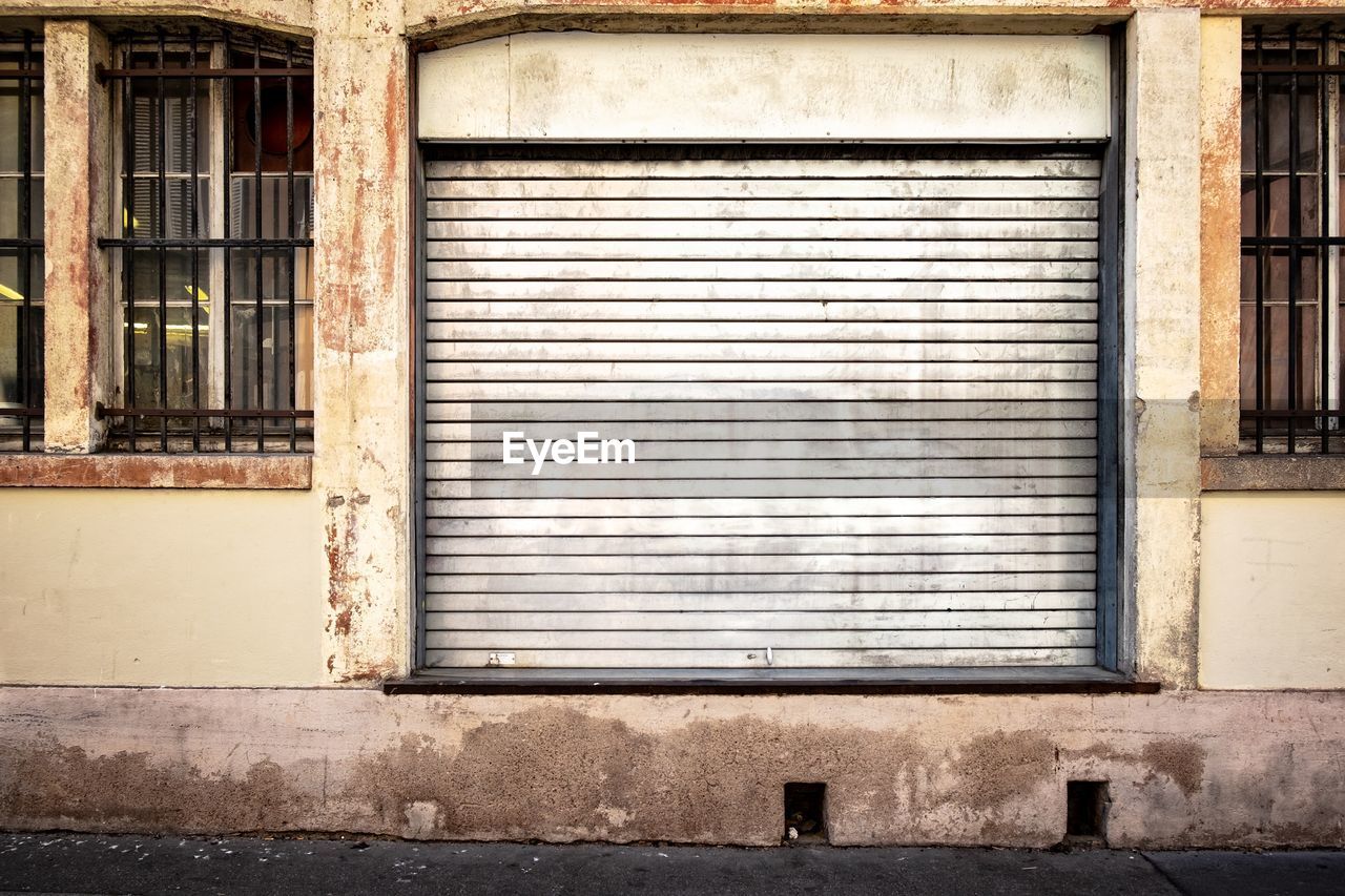 Closed door of old building