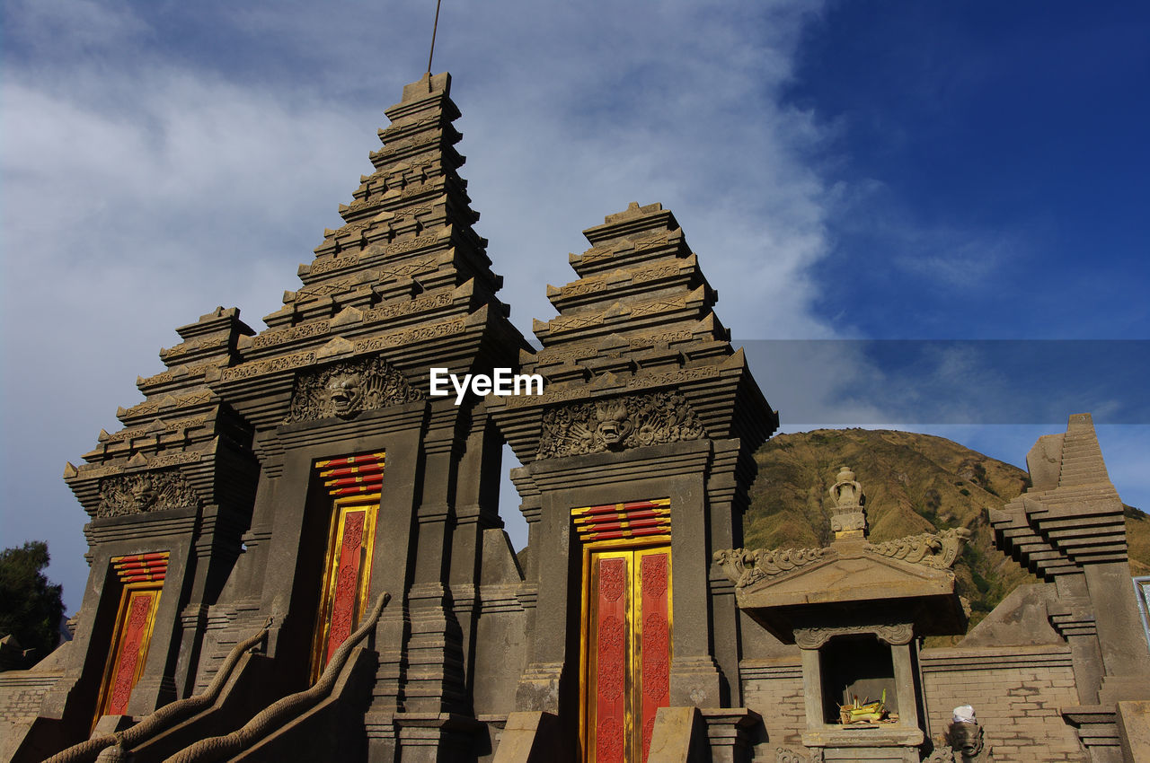 Low angle view of luhur poten temple bromo tengger semeru national parc