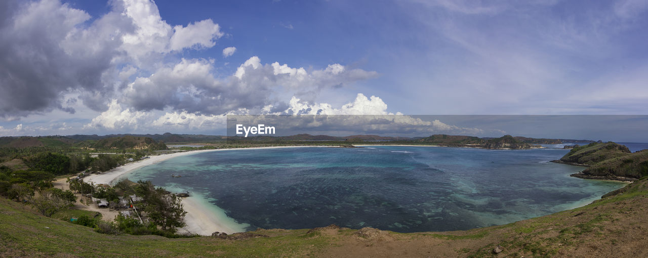 Panoramic view of sea against sky. panoramic view of tanjung ann beach