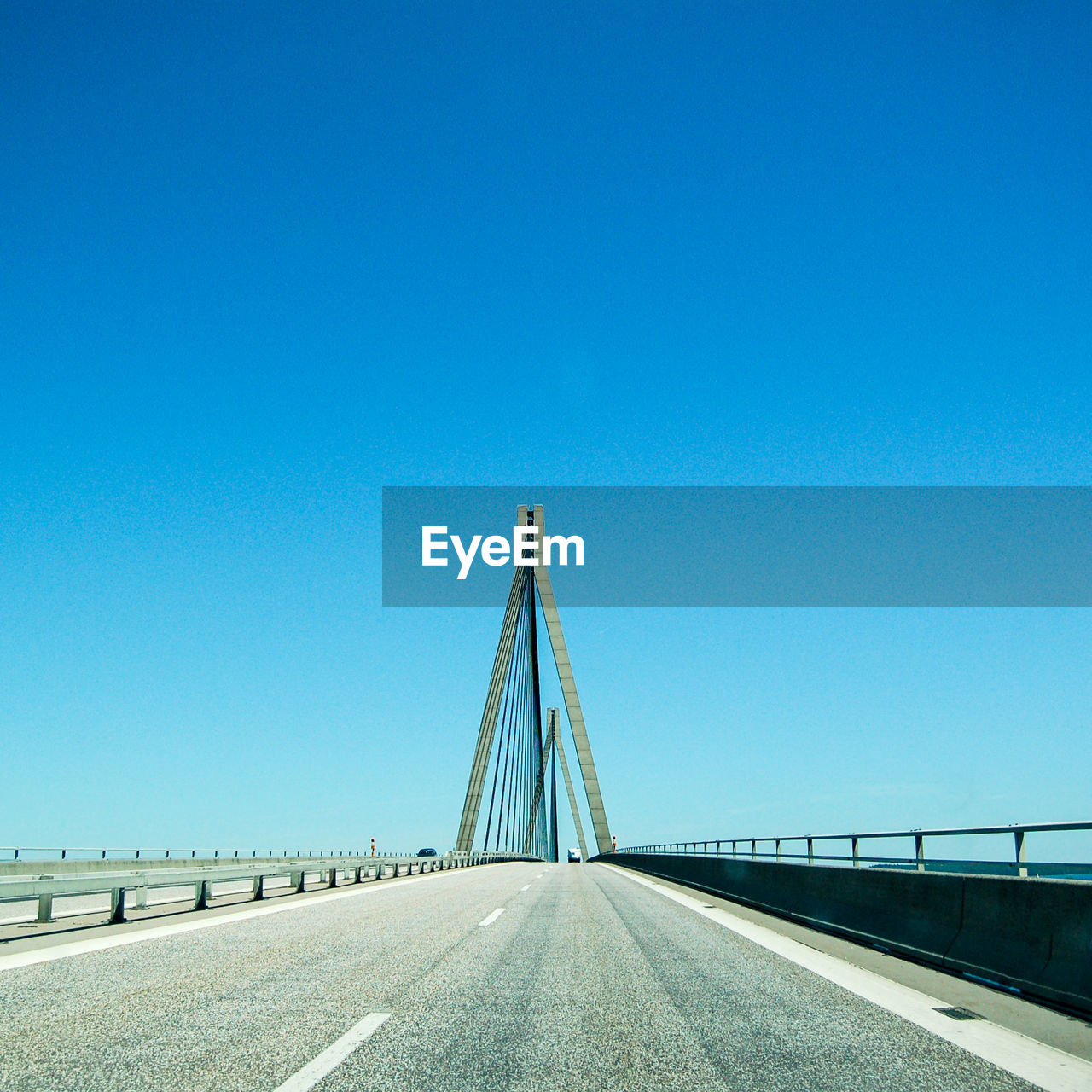 Modern bridge against clear blue sky