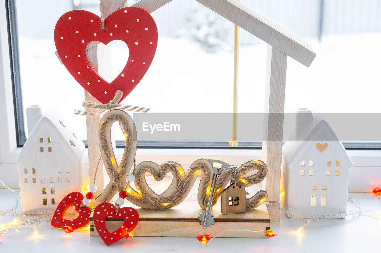 heart shape, love, positive emotion, emotion, valentine's day, red, celebration, indoors, no people, decoration, heart, font, window, gift